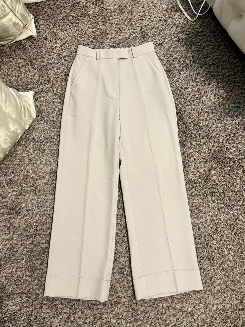 High-Waist Wide-Leg Sloan Cream Trousers